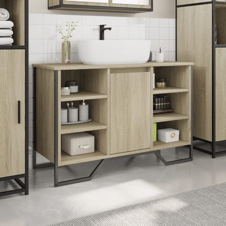 vidaXL - Wastafelkast - 91x35x60 - cm - bewerkt - hout - sonoma - eikenkleurig