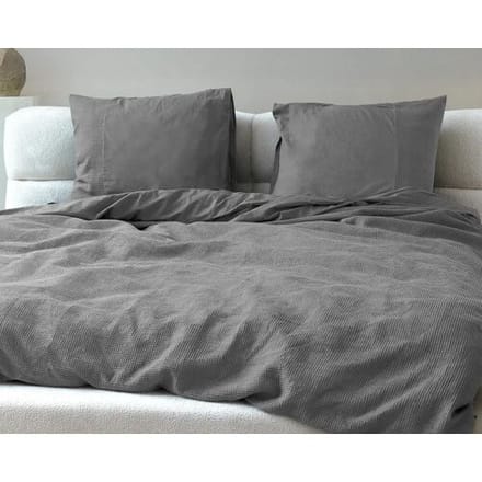 Primaviera Deluxe Waffle Dekbedovertrek - Eenpersoons - 140X200/260 + 1 x kussensloop 60x70 - Grijs