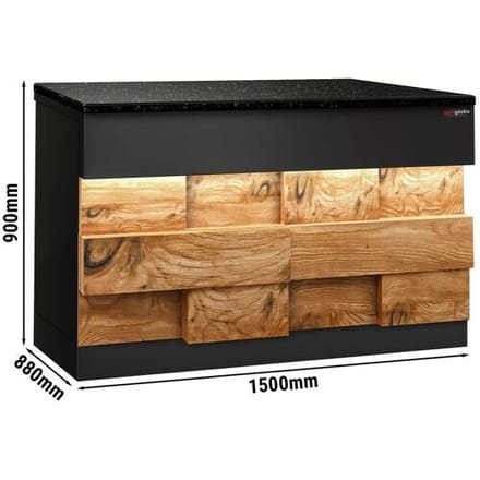GGM Gastro Kassentisch TORONTO - 1500mm - Holzfront - schwarze Granit-Arbeitsplatte Zwart / Bruin