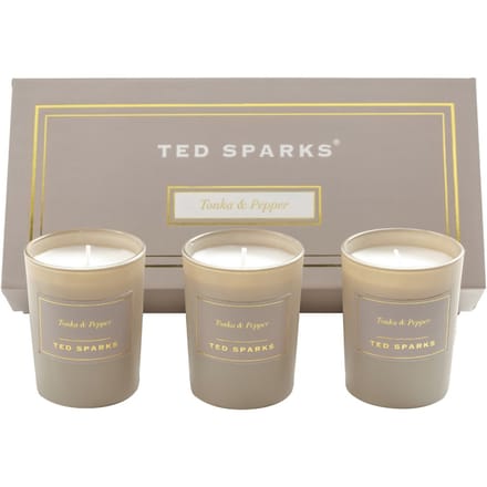 Ted Sparks Tonka & Pepper Mini Candle | 165 gr + 165 gr + 165 gr | Set 3 st