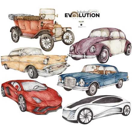 Stickers voor baby's Dekornik History Of Cars/Industrial Evolution