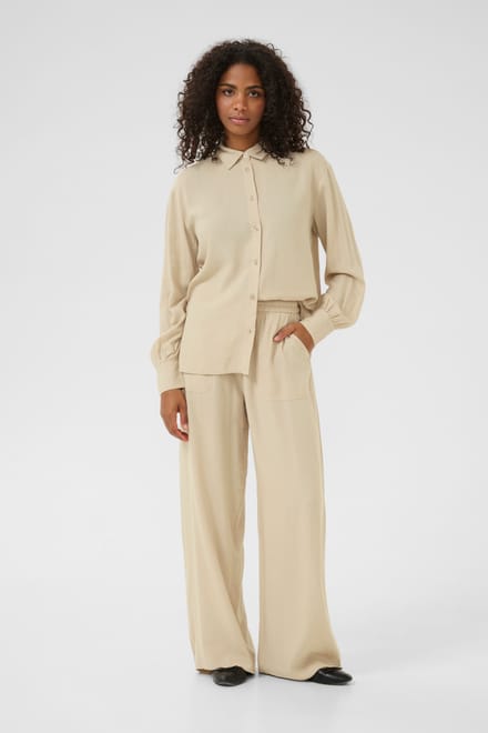Kaffe KAmilia Long Wide Pants HW Dames Broek - Maat 40