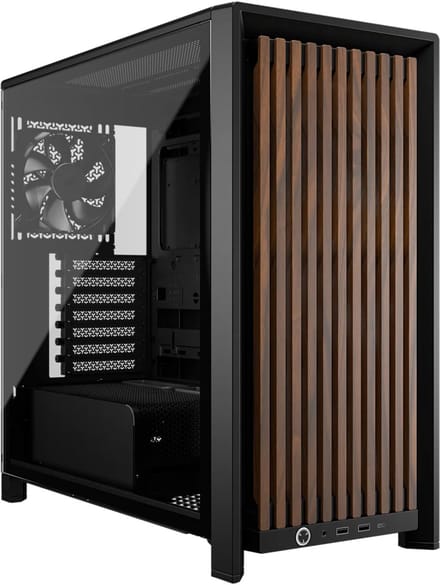 Corsair FRAME 4000D Wood RS (Black & Walnut) - Case - Miditower - Zwart