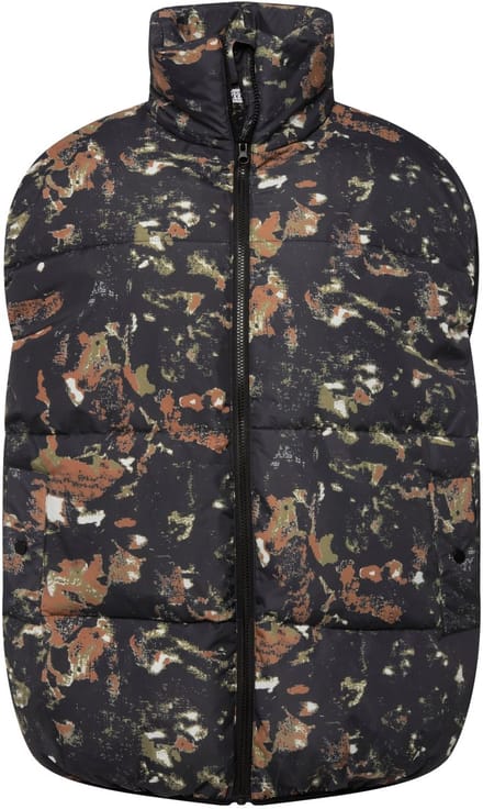 Studio Untold - Dames - Doorgestikte bodywarmer oversized all-over print - Zwart - Maat 50+
