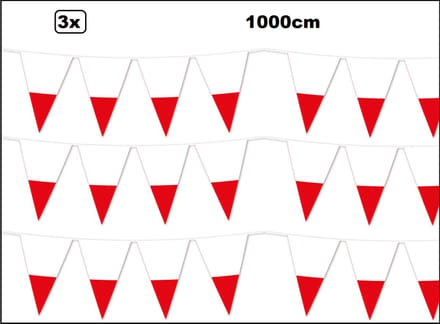 3x Vlaggenlijn Polen 1000cm - Landen Pools