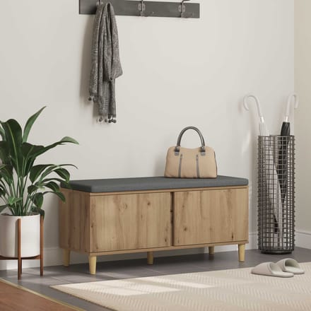 vidaXL Hallenbank met kussen met opslag Artisan Eik 100 x 38 x 46 cm