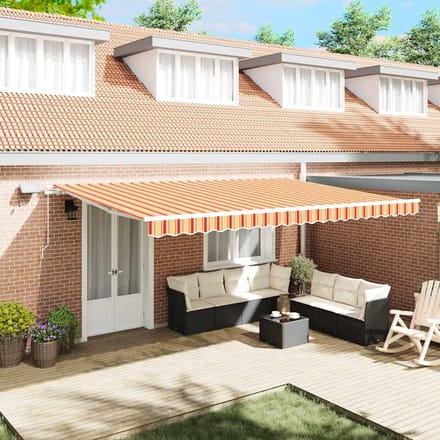 vidaXL - Uitschuifbare - luifel - Geel - en - Oranje - 500 - × - 300 - cm