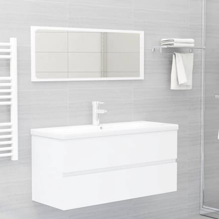 vidaXL - Wastafelkast - met - ingebouwde - wastafel - spaanplaat - wit