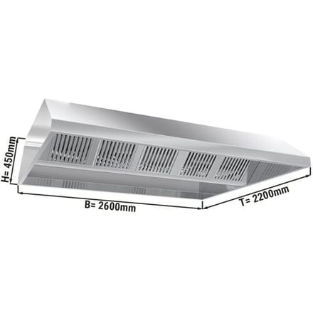 GGM Gastro Deckenhaube - 2600mm - mit Filter & Lampe Zilver
