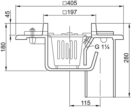 ACO Vloerafvoerput Gietijzer DN100 90 Graden/2,0l/s/ Persflens/met WS/Coating, 5096.18.11
