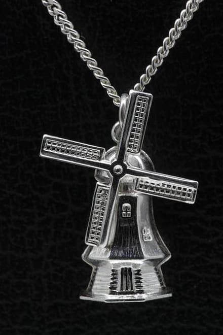 Zilveren Stellingmolen ketting hanger - achtkant middel