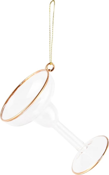Dekoratief | Hanger champagneglas, goud/transparant, glas, 7x6x9cm | A245575