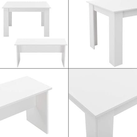 Eethoekset tafel 110x70x73 cm en 2 banken 86,5x33x43,5 cm wit