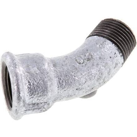 L-Koppeling 45° R3/8" Buitendraad X Rp3/8" Binnendraad Gietijzer 25bar [2 Stuks]