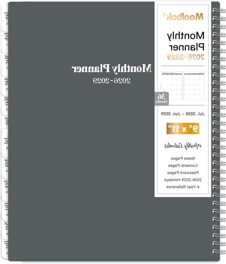 Maandplanner Kalender - 3-jarige Planner - Toekomst Plannen - 36 Maandelijkse Tabbladen - 9" x 11" - Grijs