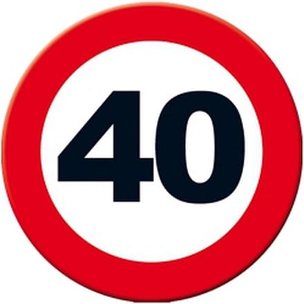 Miko 40 jaar bord - Decoratie stopbord voor verjaardag - Dia 49 cm