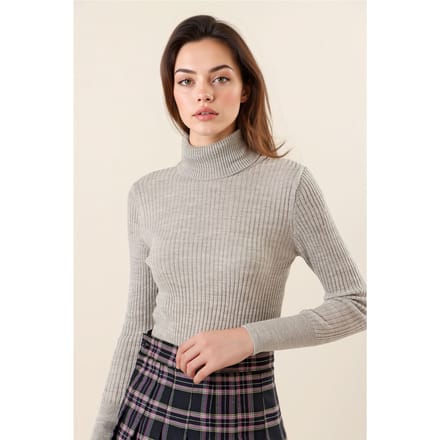 Gestructureerde Turtleneck Aansluitende Trui