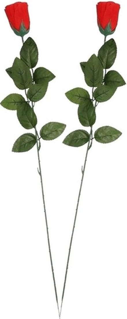 2x Rode Rosa/roos kunstbloem 60 cm - Kunstrozen - Kunstbloemen boeketten rozen rood