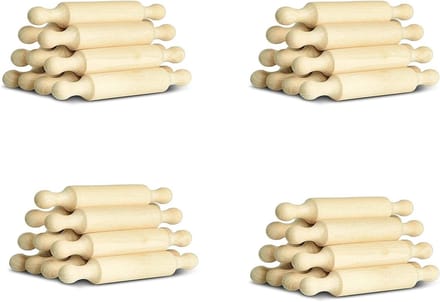 Mini Deegrollers - Kleine Houten Rollers - Bakken en Knutselen - Natuurlijk Hout - 40 Stuks 14 cm - Houtkleur