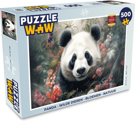 Puzzel Panda - Wilde dieren - Bloemen - Natuur - Legpuzzel - Puzzel 500 stukjes