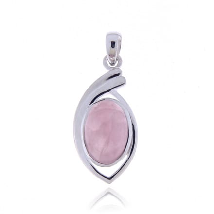 SilverGems Zilveren hanger met Rozenkwarts edelsteen
