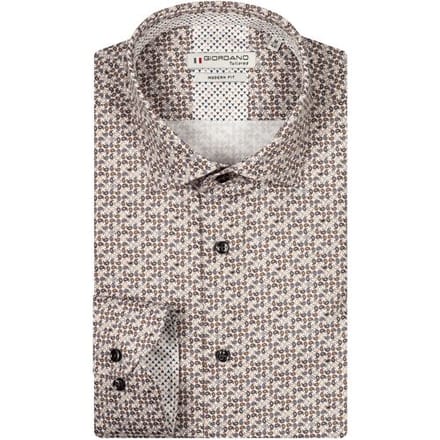 Giordano Overhemd Maggiore Allover Mini Paisley Donker Bruin / male