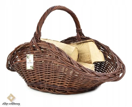 Donkerbruine Wikkenhout Mand voor Haardhout - 70 cm