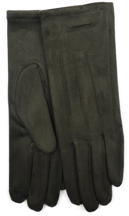 Stevige faux suede dames handschoenen Tabea-touchscreenfunctie-effen kaki groen