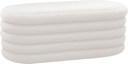 Opbergbank Joyce Wit - Bouclé - Breedte 108 cm - Diepte 45 cm - Hoogte 42 cm