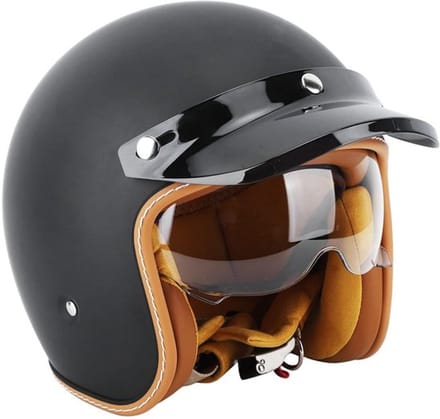 Allecto - Jethelmen - Retro motorhelmen - Hoog comfort - Matzwart