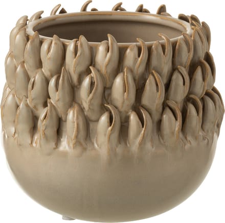 J-Line bloempot Ibiza - keramiek - grijs - large - Ø 15.5 cm