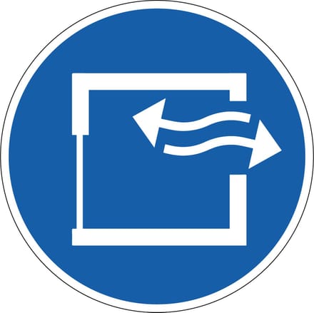 Zorg voor continue ventilatie sticker, M057 100 mm
