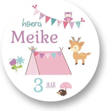 Traktatie Sticker met naam - Forest Friends - Traktatiestickers Pimp Studio