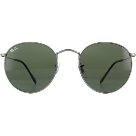 Ray-Ban Round Metal Unisex Zonnebril - Staalgrijs / Groen