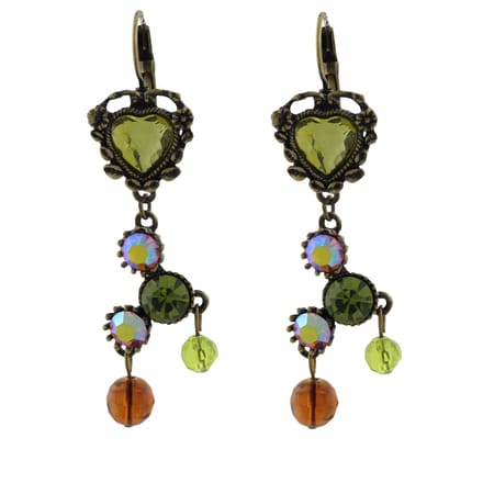 Behave - Groene oorhangers met hart en steentjes - Romantische look