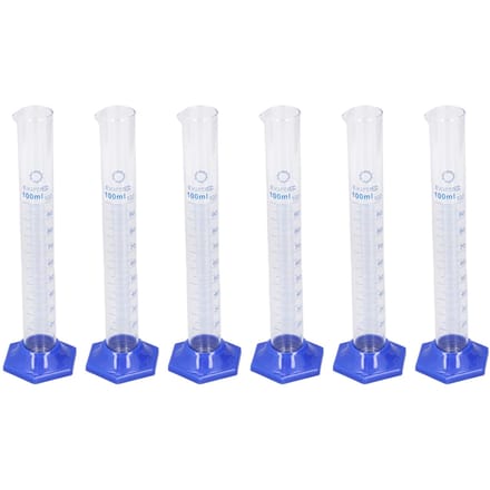 10 stuks Maatcilinder Glas 100ml Grote Capaciteit Duidelijke Schaal Gereedschap Set Kit voor Experiment white
