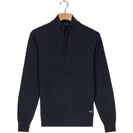 Baileys Trui Cotton Half Zip Allover Two-Tone Dark Denim Blue / male