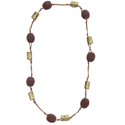 Behave – Handgeknoopte damesketting – Boho look – Hout touw goudkleur