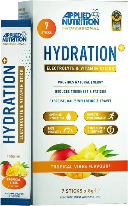 Applied Nutrition Hydration+ Electrolyte & Vitamin Sticks (7x8g) Tropical Vibes - Energie & Uithoudingsvermogen - Elektrolyten