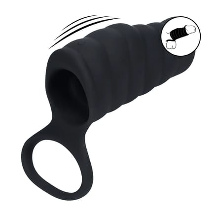 Levelz - Vibrerende geribbelde siliconen Penis sleeve en bal Ring