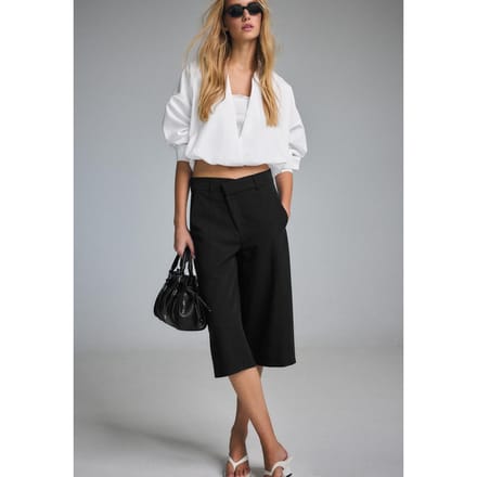 Stradivarius Bimateriële ballonblouse  Wit S