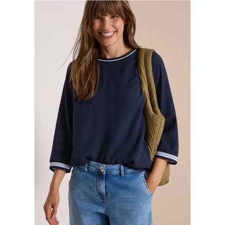 Blouse met 3/4-mouwen en contrasterende details