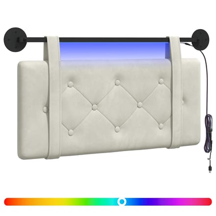 vidaXL - Hangend - hoofdbord - Met - LED-verlichting - Crèmekleurig - Fluweel