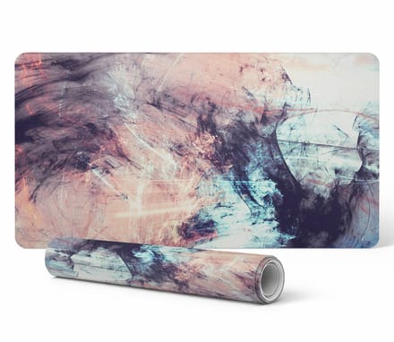 Moderne vinyl toetsenbordmat met abstract penseelchaospatroon, 90x45 cm