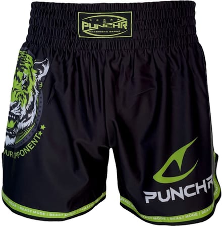 PunchR™ Dominate Tiger Muay Thai Fight Short Zwart Groen - M