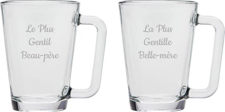 Theeglas gegraveerd - 26cl - Le Plus Gentil Beau-père & La Plus Gentille Belle-mère