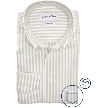 Ledûb Overhemd Oxford Stripe Licht Groen / male