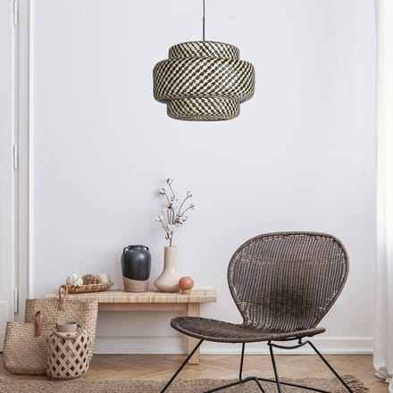 Hanglamp Nox Light 4478ZW - Verstelbaar in hoogte, bamboe kap 53 cm, zwart metaal - Steinhauer