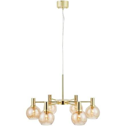 Markslöjd Hanglamp Ambra, messing/amber, glas, Ø 75 cm