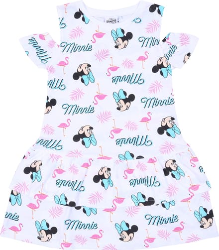 Wit met roze Minnie-jurkje met volants van DISNEY